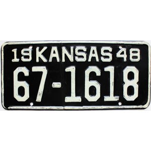 1948 Kansas License Plate #1618