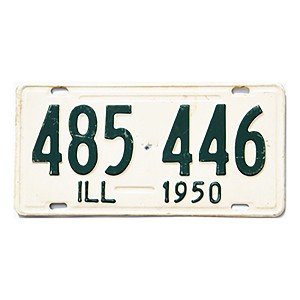 1950 Illinois License Plate #485556