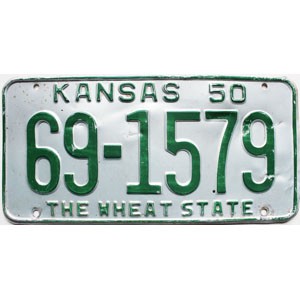 1950 Kansas License Plate #1579