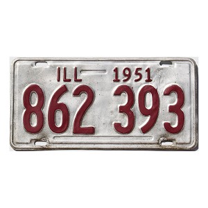 1951 Illinois License Plate #862393