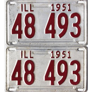 1951 Illinois License Plates Pair #48493
