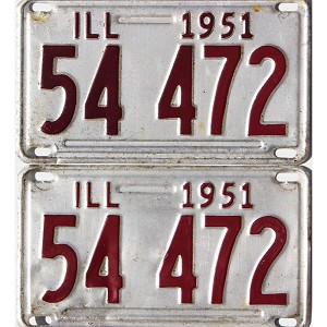 1951 Illinois License Plates Pair #54472