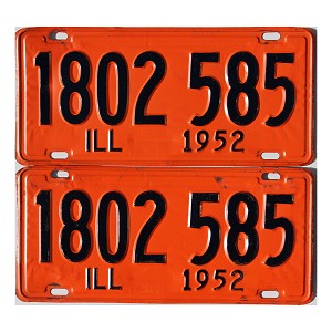 1952 Illinois License Plates Pair #1802585