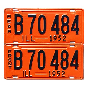 1952 Illinois Truck License Plates Pair #B70484