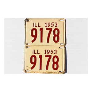 1953 Illinois License Plates Pair #9178