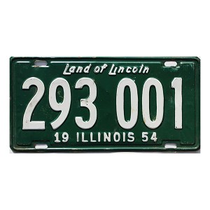 1954 Illinois License Plate #293001