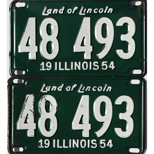 1954 Illinois License Plates Pair #48493