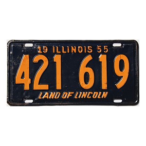 1955 Illinois License Plate #421619