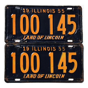 1955 Illinois License Plates Pair #100145