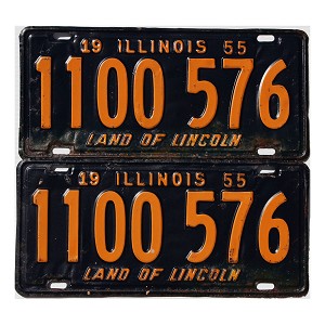 1955 Illinois License Plates Pair #1100576