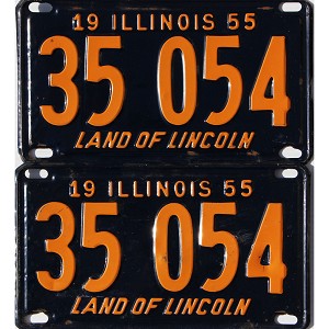 1955 Illinois License Plates Pair #35054