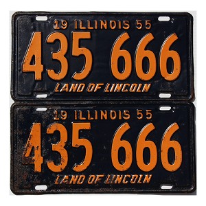 1955 Illinois License Plates Pair #435666