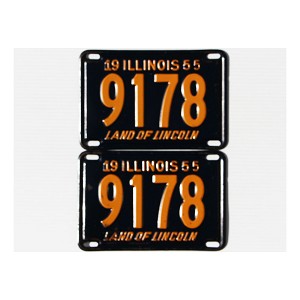 1955 Illinois License Plates Pair #9178