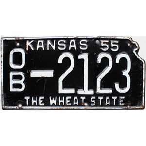 1955 Kansas License Plate #2123