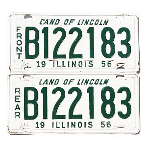 1956 Illinois Truck License Plates Pair #B122183