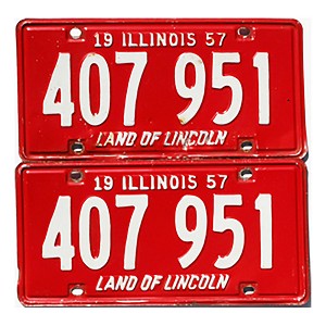 1957 Illinois License Plates Pair #407951