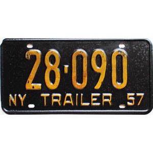 1957 New York Trailer License Plate #28090