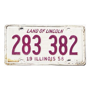 1958 Illinois License Plate #283382