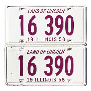 1958 Illinois License Plates Pair #16390