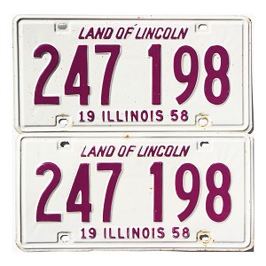 1958 Illinois License Plates Pair #247198