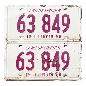 1958 Illinois License Plates Pair #63849