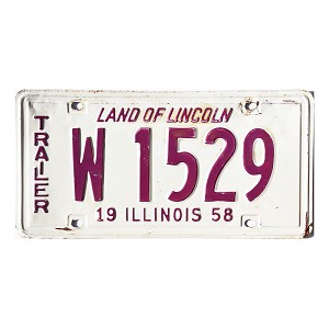 1958 Illinois Trailer License Plate #W1529