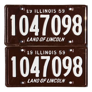 1959 Illinois License Plates Pair #1047098