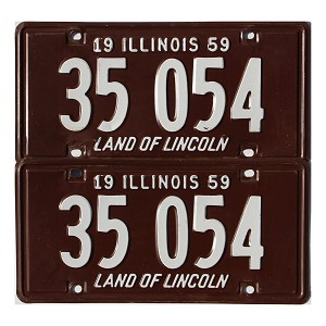 1959 Illinois License Plates Pair #35054