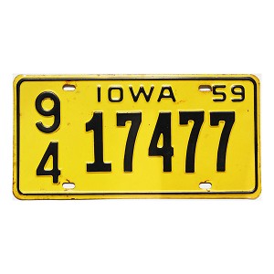 1959 Iowa License Plate #9417477