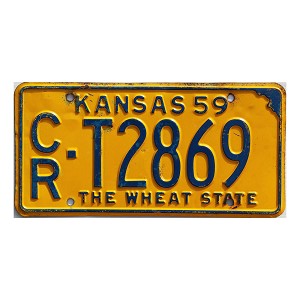 1959 Kansas Truck License Plate #T2869