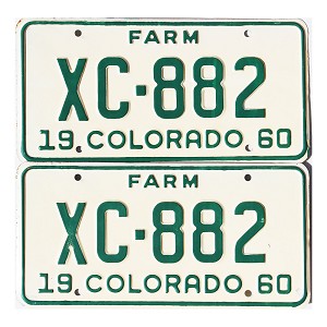 1960 Colorado Farm Truck License Plates Pair #XC882