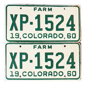1960 Colorado Farm Truck License Plates Pair #XP1524