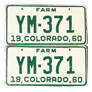 1960 Colorado Farm Truck License Plates Pair #YM371