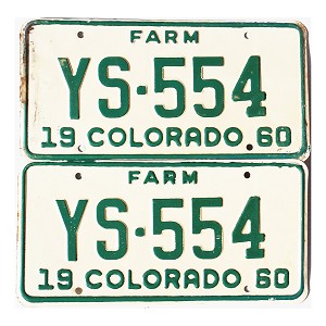 1960 Colorado Farm Truck License Plates Pair #YS554