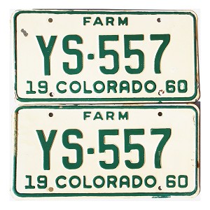 1960 Colorado Farm Truck License Plates Pair #YS557