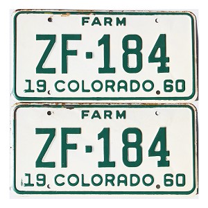 1960 Colorado Farm Truck License Plates Pair #ZF184