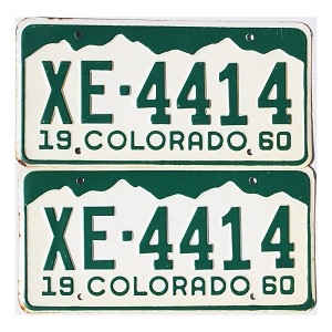 1960 Colorado License Plates Pair #XE4414