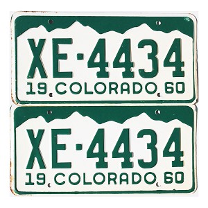 1960 Colorado License Plates Pair #XE4434