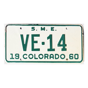 1960 Colorado SME License Plate #VE14