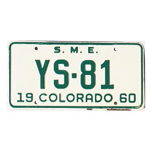1960 Colorado SME License Plate #YS81