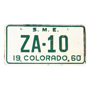 1960 Colorado SME License Plate #ZA10