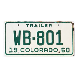 1960 Colorado Trailer License Plate #WB801
