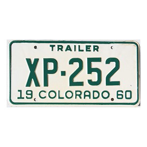1960 Colorado Trailer License Plate #XP252