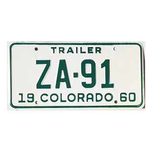 1960 Colorado Trailer License Plate #ZA91