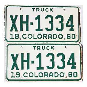 1960 Colorado Truck License Plates Pair #XH1334