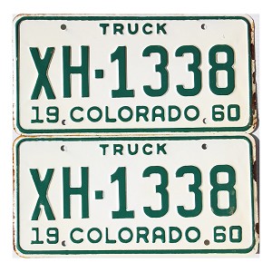 1960 Colorado Truck License Plates Pair #XH1338