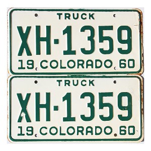 1960 Colorado Truck License Plates Pair #XH1359