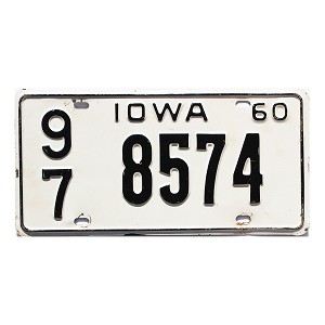 1960 Iowa License Plate #978574