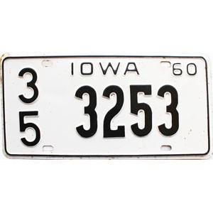 1960 Iowa License Plate #3253