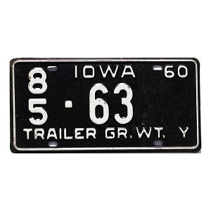 1960 Iowa Trailer License Plate #8563